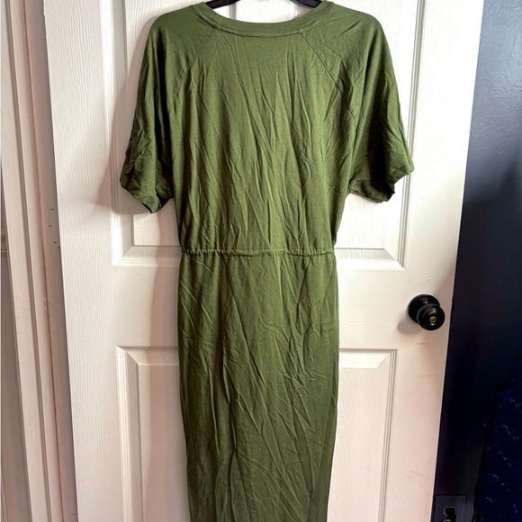 NWOT DKNY Olive Casual Dress, XL, drawstring waist, comfortable, Embellished - Picture 4 of 8